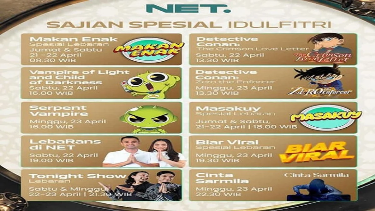 Jadwal Acara NET TV Minggu 23 April 2023