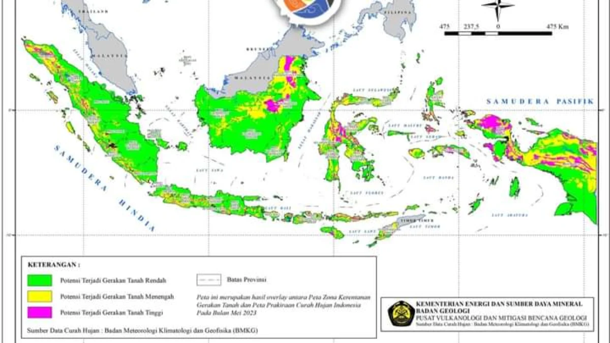 Peta potensi pergerakan tanah bulan mei 2023 di Provinsi Jawa Barat